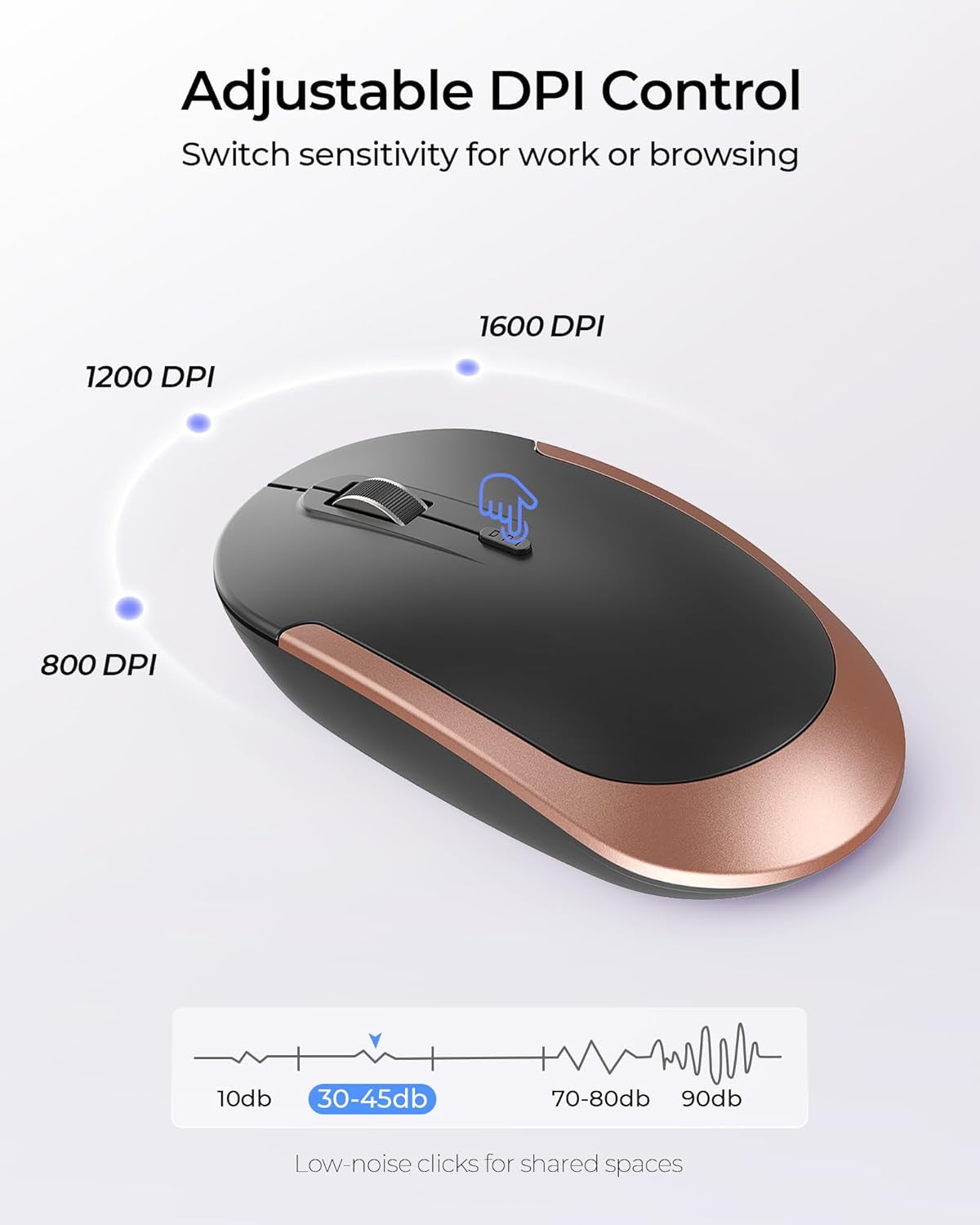 Wireless Keyboard and Mouse Combo, Rechargeable Quiet Keyboard Mouse, Sleek and Ultra Thin Design, Full-Size with Number Pad for Windows, Laptop, PC, Notebook, Desktop- Rose Gold & Black