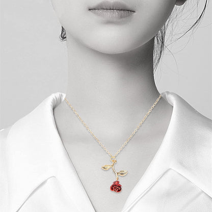 Rose Gold Necklace for Women – Dainty Flower Pendant Necklace, Gold Necklace for Women Jewelry, Minimalist Aesthetic Cute Necklace Gift for Girlfriend Wife Mom