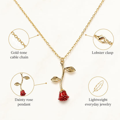 Rose Gold Necklace for Women – Dainty Flower Pendant Necklace, Gold Necklace for Women Jewelry, Minimalist Aesthetic Cute Necklace Gift for Girlfriend Wife Mom