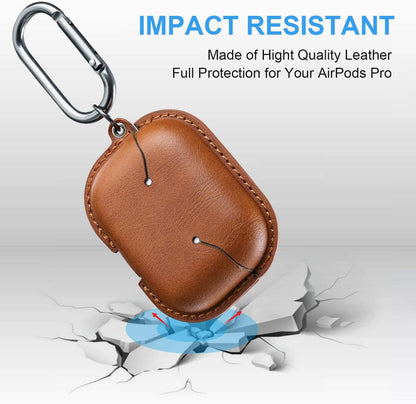 for Airpods Pro 2 Case Leather, Airpods Pro Leather Case Cover with Keychain Airpod Strap Compatible with Apple Airpod Pros 2Nd Generation 2023 2022/Airpods Pros 2019 (Front LED Visible), Brown